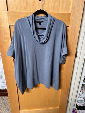 Banana Republic Slate Blue Draped Cowl-Neck Top